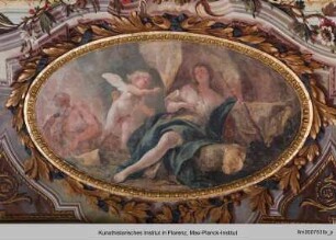 Apoll als Sonnengott zwischen Allegorien der vier Elemente : Allegorie des Feuers & Vulcan und Venus