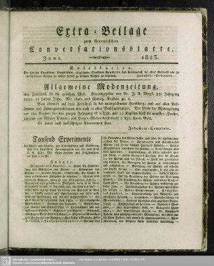 Extra-Beilage zum literarischen Conversations-Blatte, Juni 1823