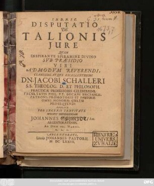 Disputatio De Talionis Iure