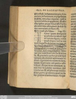 De renu[m] affectibus. Cap. III.