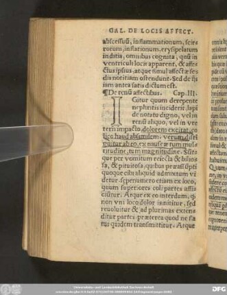 De renu[m] affectibus. Cap. III.