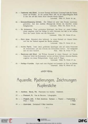 Aquarelle, Radierungen, Zeichnungen, Kupferstiche (Nr. 66-163)