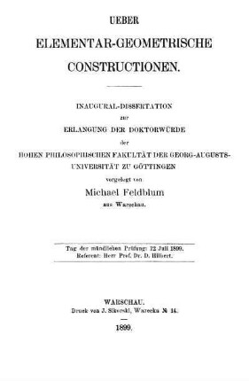 Über elementar-geometrische Constructionen