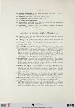 Arbeiten in Bronze, Kupfer, Messing etc. (Nr. 204-259)
