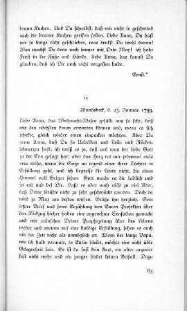 33 Wandsbeck, d. 25. Januar 1799.