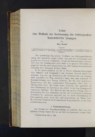 Ueber eine Methode zur Bestimmung des Gefrierpunktes konzentrierter Lösungen