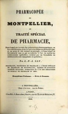Pharmacopée de Montpellier, où traité spécial de pharmacie ..., II