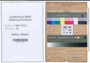 Entnazifizierung Wilhelm Albers , geb. 25.11.1897 (Obermeister)