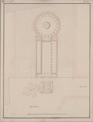 Berlin, Spittelmarkt. Entwurf zur Gertraudenkirche. Situationsplan mit Angabe der Lage der alten Kirche