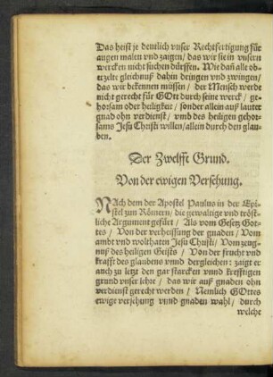 Der Zwelfft Grund. Von der ewigen Versehung.