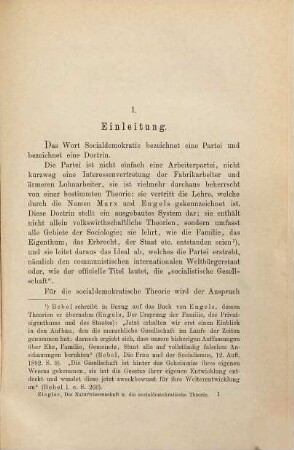 Die Naturwissenschaft und die socialdemokratische Theorie : ihr Verhältniss dargelegt auf Grund der Werke von Darwin und Bebel ; zugleich ein Beitrag zur wissenschaftlichen Kritik der Theorien der derzeitigen Socialdemokratie