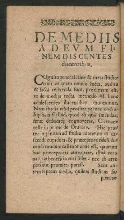 De Mediis A Deum Finem Discentes ducentibus.