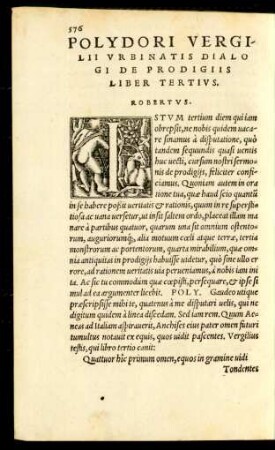Polydori Vergilii Urbinatis Dialogi De Prodigiis Liber Tertius.