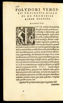 Polydori Vergilii Urbinatis Dialogi De Prodigiis Liber Tertius.