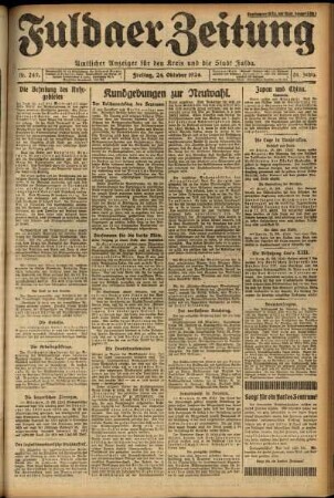 Erste Ausgabe vom Freitag, den 24. Oktober 1924.