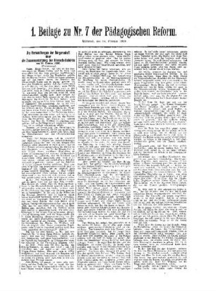 Die Verhandlungen der Bürgerschaft über die Zusammensetzung der Oberschulbehörde : (Fortsetzung) ; (Schluß folgt) ; (1. Beilage der Pädagogischen Reform)