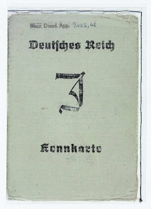 Kennkarte mit Judenkennzeichnung für Victor Klemperer vom 10.03.1939. Vorderseite