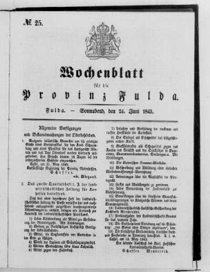 Nr. 25, Ausgabe vom 24. Juni 1843
