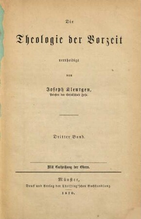 Die Theologie der Vorzeit, 3