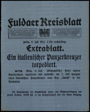 Zweite Ausgabe vom Donnerstag, den 08. Juli 1915.
