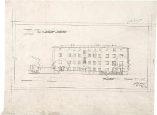 Gsaenger, Gustav; München, Romanplatz / Notburgastr.; Wohn- und Geschäftshaus Frauenhofer - Tekturplan, Nordseite (Ansicht)