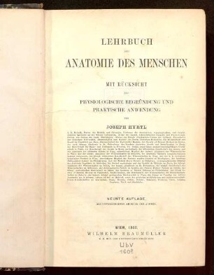Lehrbuch der Anatomie des Menschen : mit Rücksicht auf physiologische Begründung und praktische Anwendung