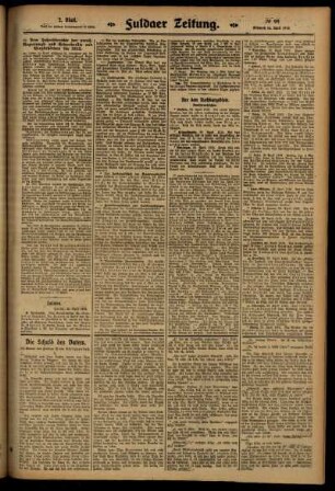 Zweite Ausgabe vom Mittwoch, den 30. April 1913.