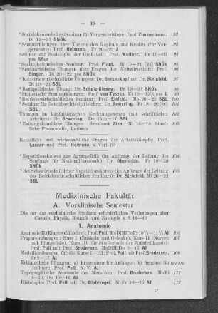A. Vorklinische Semester