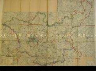Karte der Provinz Brandenburg mit Verwaltungsgliederung und handschriftlichen Eintragungen