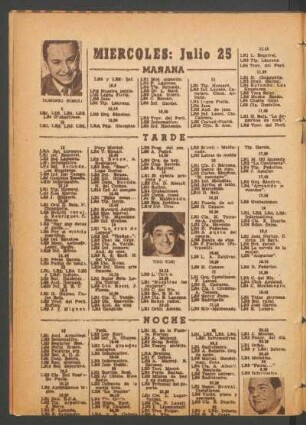 [Programa de] Miércoles: Julio 25