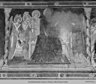 Wanddekoration : Thronende Muttergottes, von Engeln umgeben (mittleres Bildfeld)