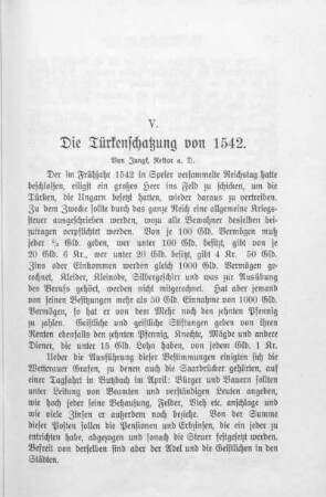 V. Die Türkenschatzung von 1542.