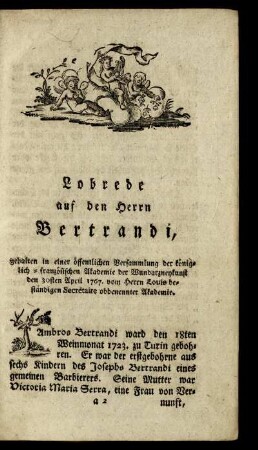 Lobrede auf den Herrn Bertrandi ...