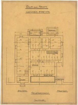 Billing, Hermann; Weinheim, Ehretstr. 9; Haus von Arndt - Grundriss Keller