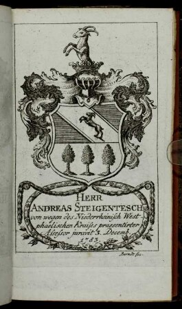 Herr Andreas Steigentesch[...] - Herr Carl Georg von Riedesel Freÿherr zu Eisenbach[...]