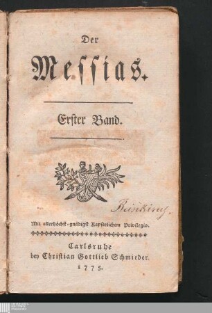 Erster Band: Der Meßias
