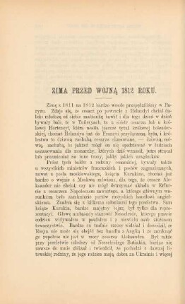 Zima przed wojną 1812 roku