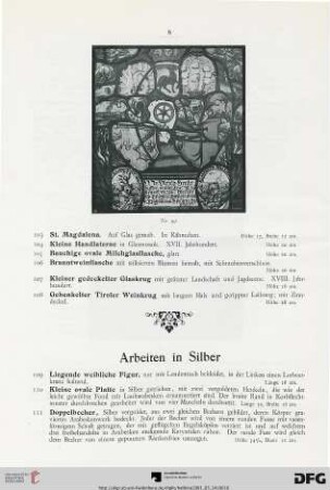 Arbeiten in Silber (Nr. 109-118)