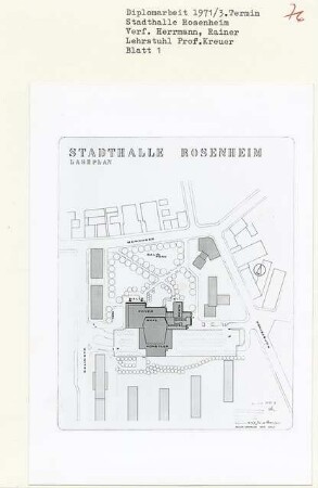 Stadthalle Rosenheim (Diplomarbeit bei Willy Kreuer): Lageplan