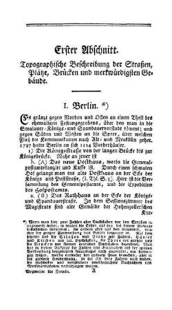 Erster Abschnitt. Topographische Beschreibung der Straßen, Plätze, Brücken und merkwürdigsten Gebäude