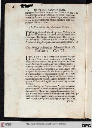 De Aegyptiorum Monarchia, & Potentia, Cap. II