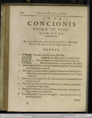 Idea Concionis Primae In Psalmum Decimumsextum