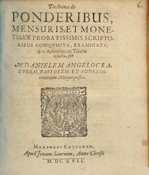 Doctrina de ponderibus, mensuris, et monetis