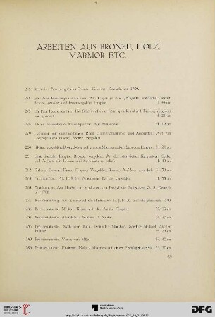 Arbeiten aus Bronze, Holz, Marmor etc. (Nr. 275-339)