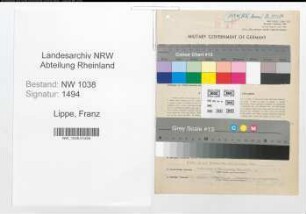 Entnazifizierung Franz Lippe , geb. 08.03.1893 (Kaufmann)