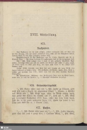 XVIII. Abtheilung