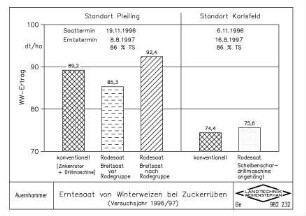 Erntesaat von Weizen bei Zuckerrüben (Versuchsjahr 1996/97)