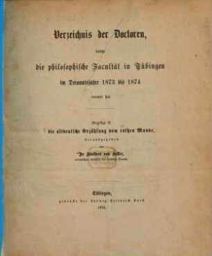 Tübinger Universitätsschriften. 1874