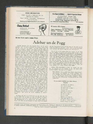 Un ton Slutt noch'n beten Platt: Adebar un de Pogg