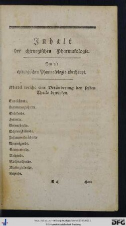 Von der chirurgischen Pharmakologie überhaupt.
